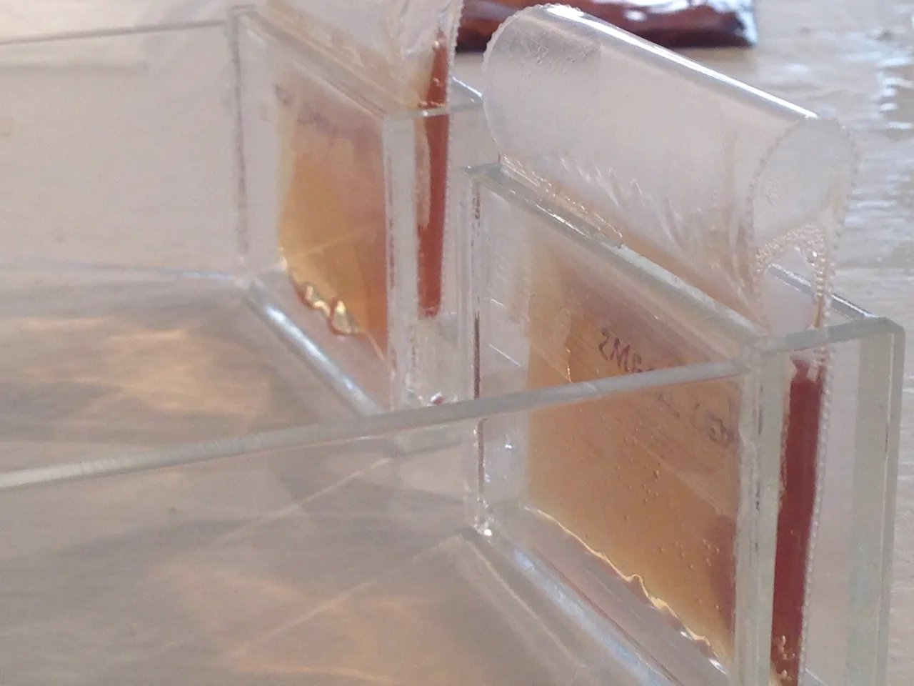Translucent rectangular forms arranged as an experimental still life.